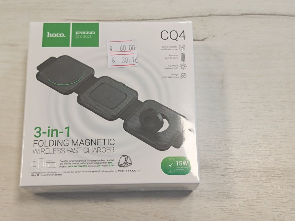 Hoco CQ4 3в1  безжично зарядно