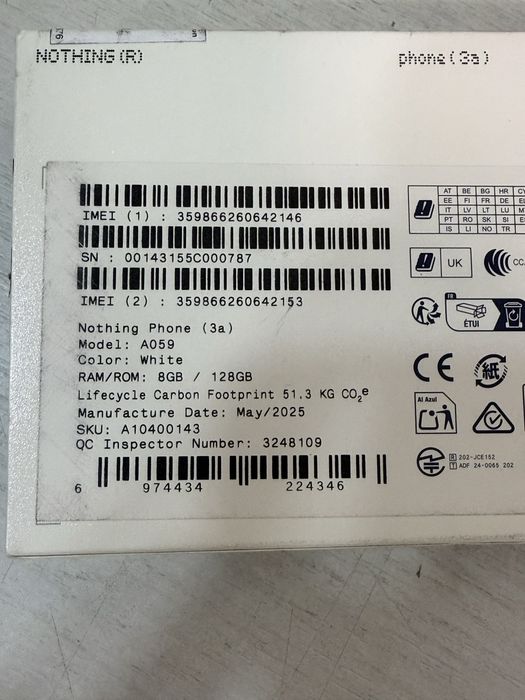 Nothing Phone 3a 8/128gb white , nou !