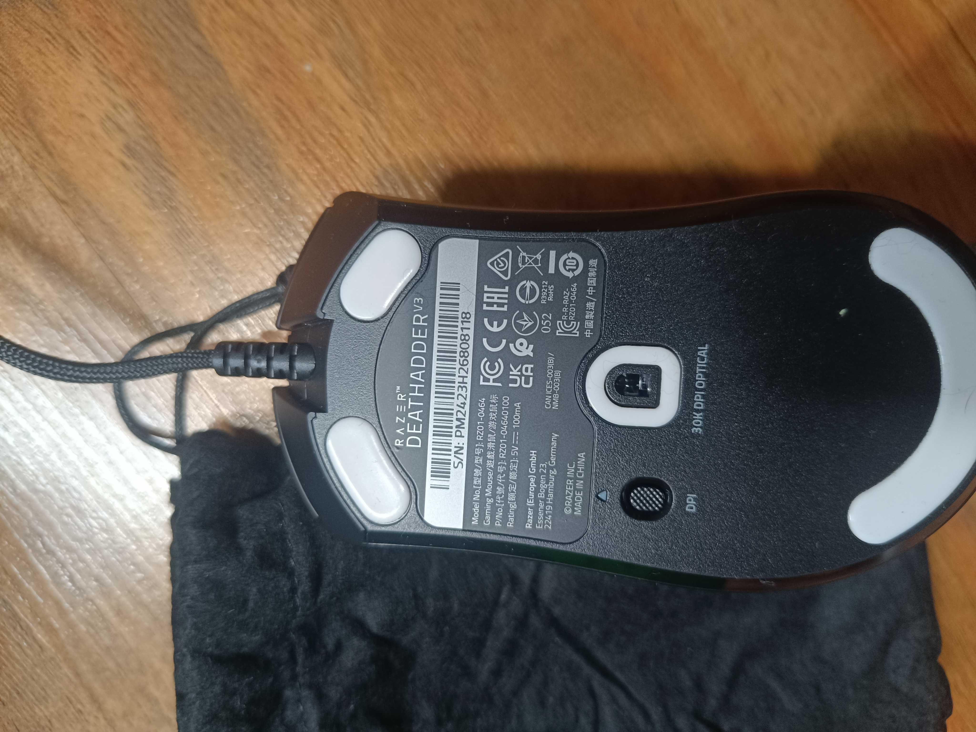 Нова Геймърска мишка Razer Deathadder V3 RZ01-0464, черна, ергономична