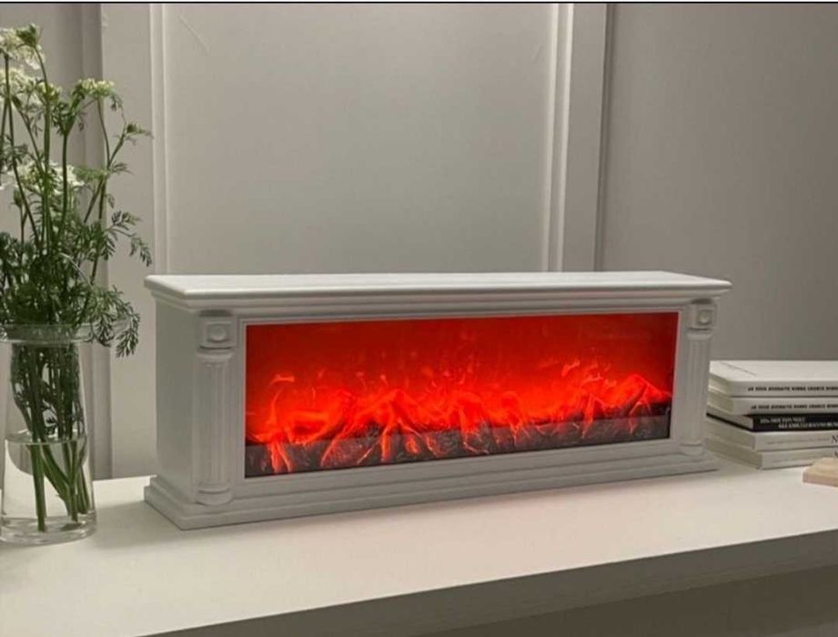 Декоративна LED камина с ефект на истински пламък, 102x30x15см