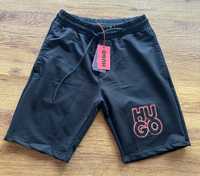 Мъжки,памучни,черни къси панталонки Hugo BOSS с бродирано лого