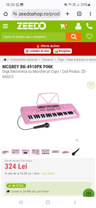 Orga Electronica cu Microfon pt Copii