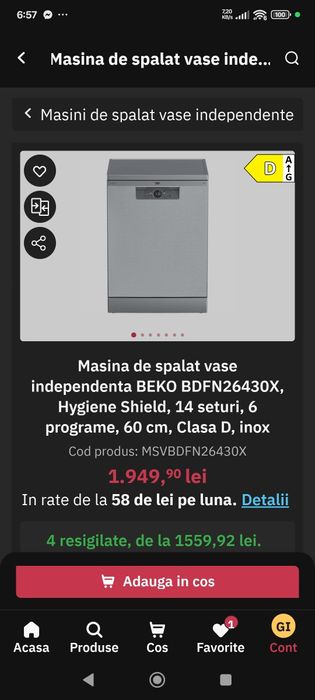 Masina de spalat vase independenta BEKO BDFN26430X