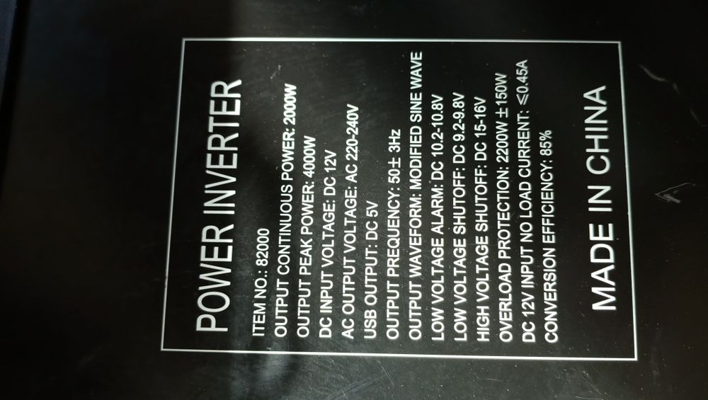 Inverter auto Dc12 v Ac 220 -240v