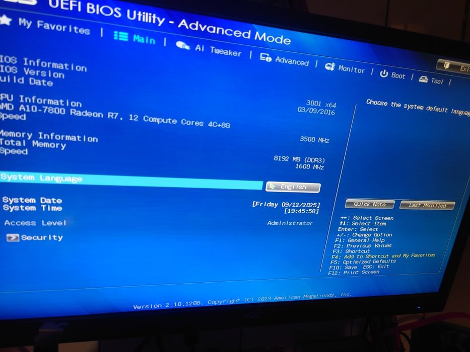 Vand kit A10 7800 fm2+, 8gb ram, cooler, gaming light office