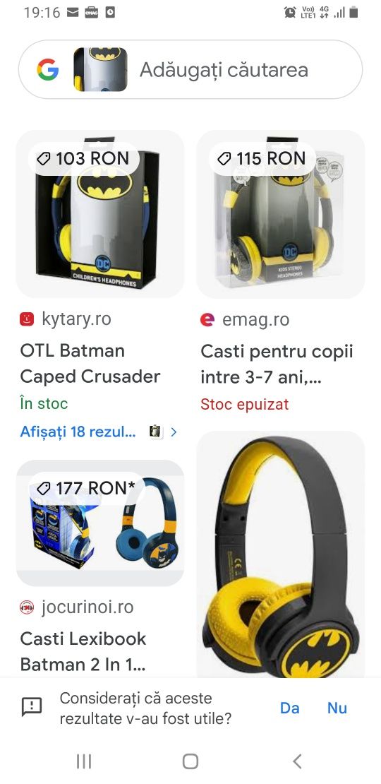 Casti pentru copii Batman 3-7 ani