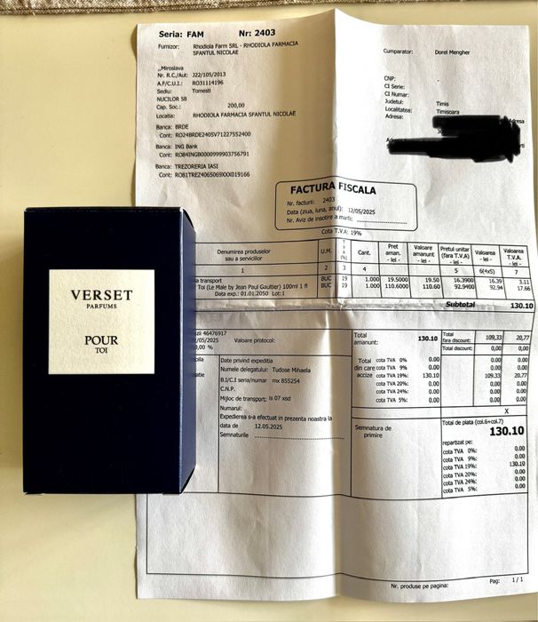 Parfum barbatesc Verset- pour toi