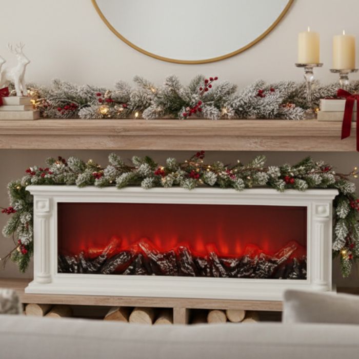 Голяма LED камина с ефект на жар