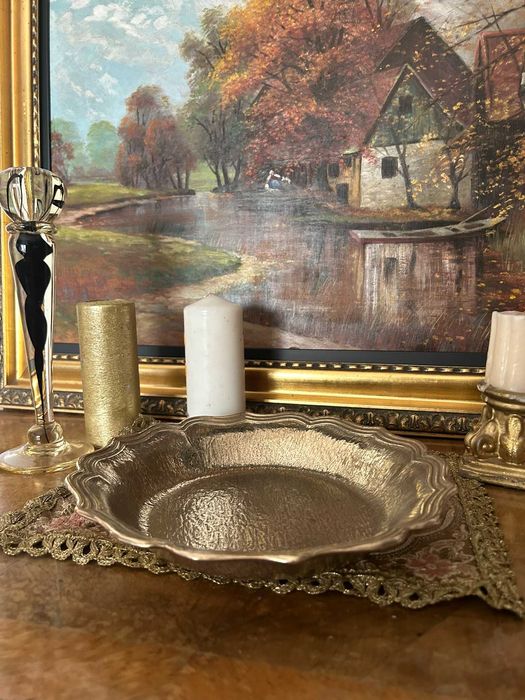 A175 Platou, bol 946g 26 cm diametru din bronz masiv