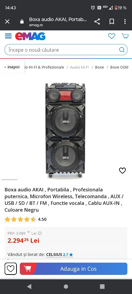 Sistem audio boxă Akai