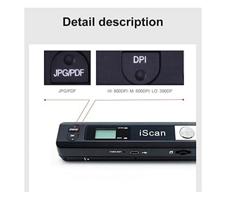 iScan scanner documente portabil 900dpi Jpg Pdf LCD reviste poze ziare