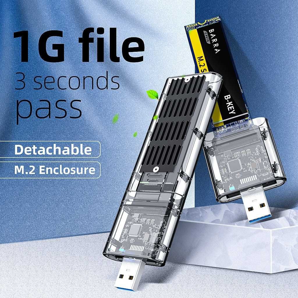 Adaptor SSD M.2 NGFF la USB 3.0 - Rack extern cu carcasa gen stick USB