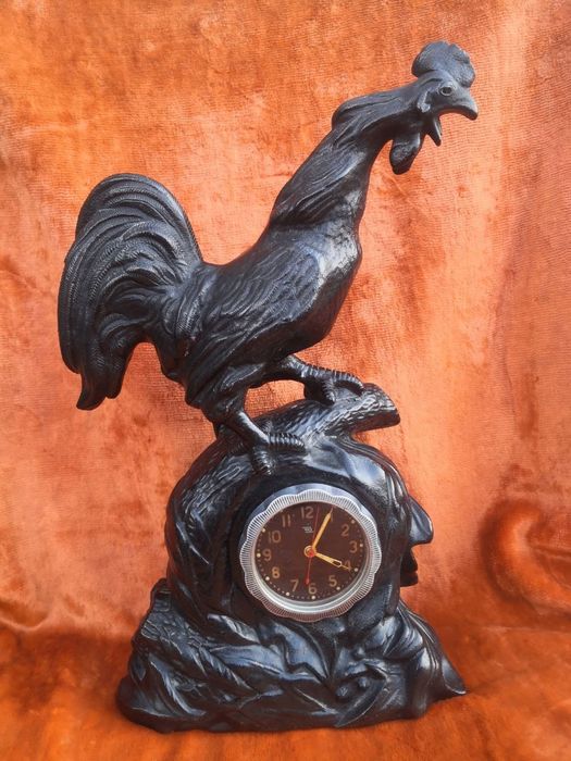 Чугунные часы Петушок
