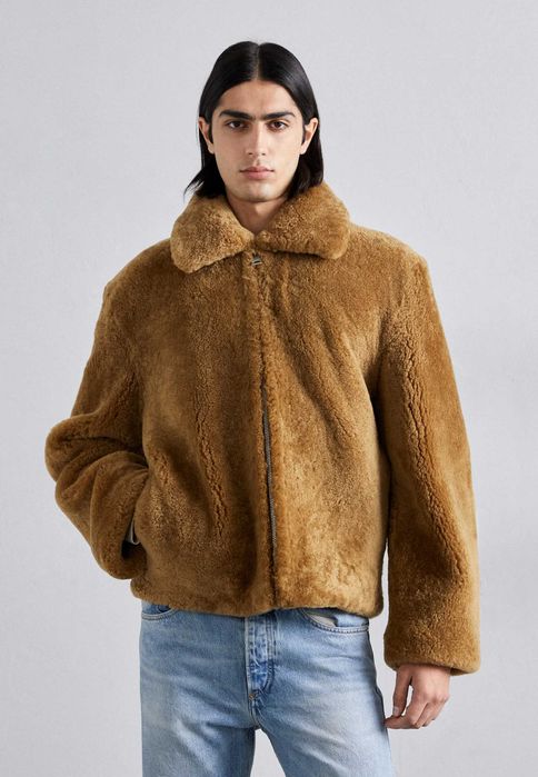 sandro, Jachetă de iarnă din blană de miel Blouson Mouton, Camel, M