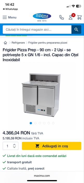Frigider pizza masa rece 90 cm