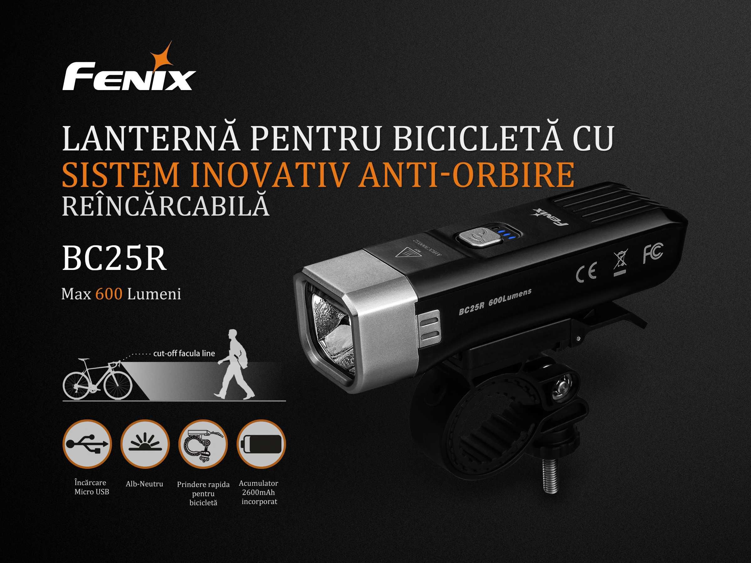 Lanterna bicicleta reincarcabila Fenix BC25R - 600 lumeni