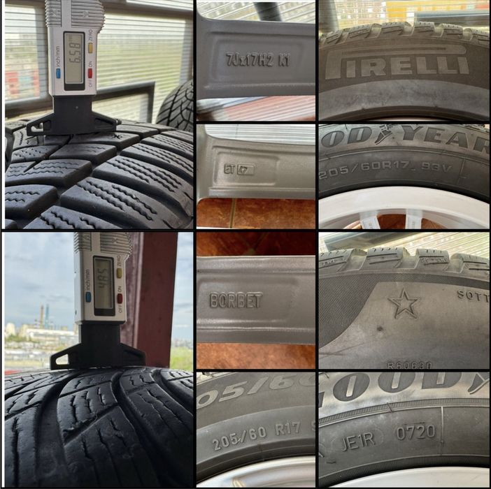 Jante Bmw BORBET (Germany) 17 x1,x2 + cauciucuri iarna 205/60/17 5x112
