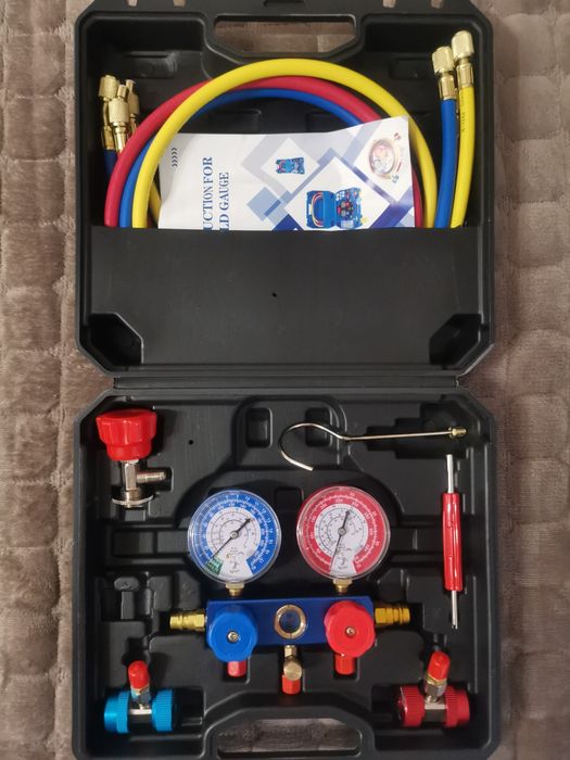 Trusa Set baterie manometre clima auto, Freon/AC R-134a R404a