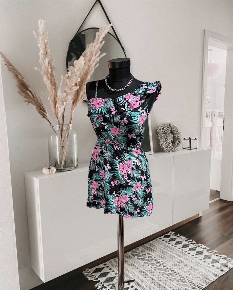 Rochie verde roz vara model floral