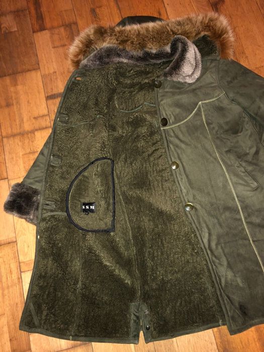 Palton dama cu blana , verde kaki