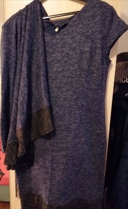 Set rochie + bolero office/casual bleumarin pe comanda