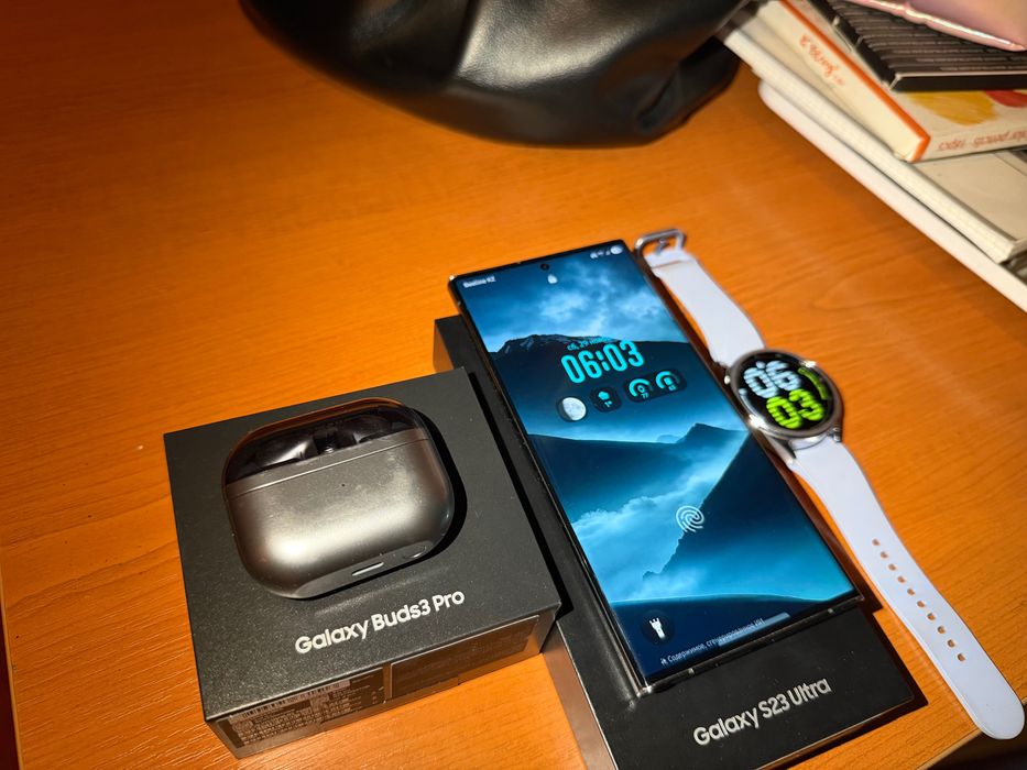 Samsung s23 ultra, galaxy watch classic 47, buds 3pro