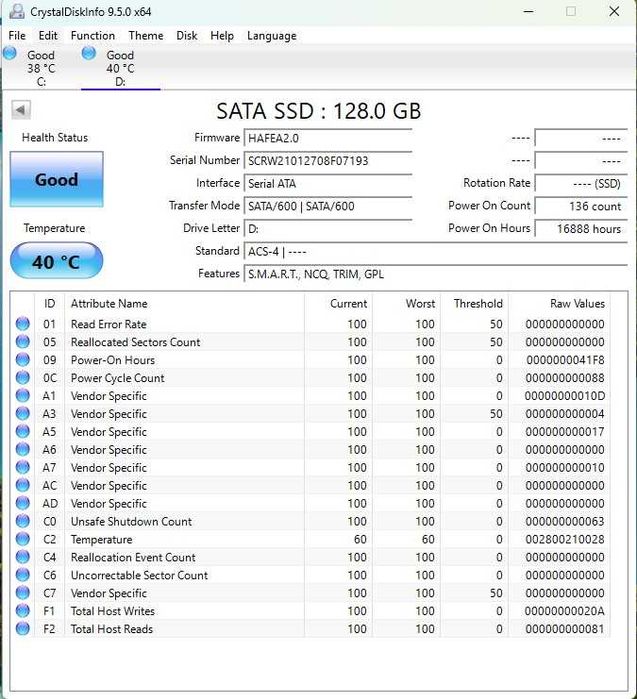 ССД:  Silicon Power A55 128GB  -  2.5 inch, SATA3