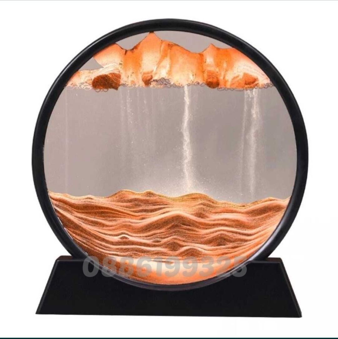 3D Пясъчен часовник с движещ се пейзаж Пясъчен живопис, Оранжев/Син