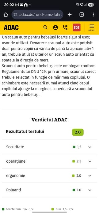 Scoica auto Joie i-snug 2 - testat ADAC