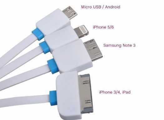 Кабел 4 в 1 USB за Зареждане и Прехвърляне на Данни Прибиращ