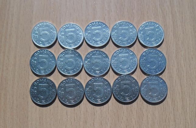 Vând lot 15 monede 5 lei 1995