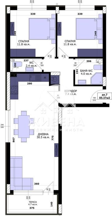 Продава 3-стаен апартамент, в строеж, Кайсиева градина, 97 кв.м