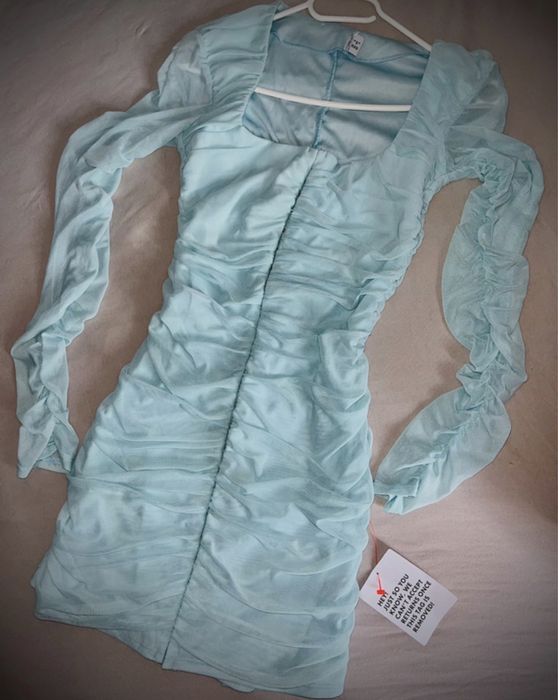 Rochie Asos bleu cu maneca lunga noua, marimea S