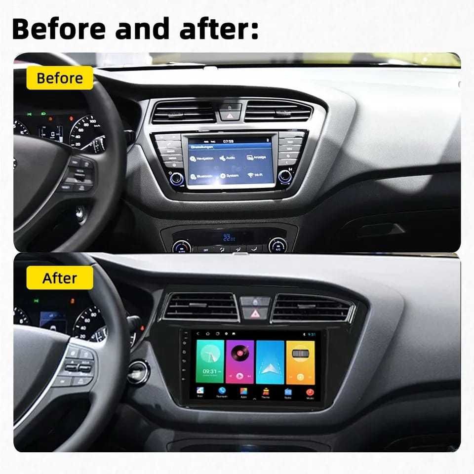Navigatie Android Hyundai i20 Waze YouTube GPS USB casetofon