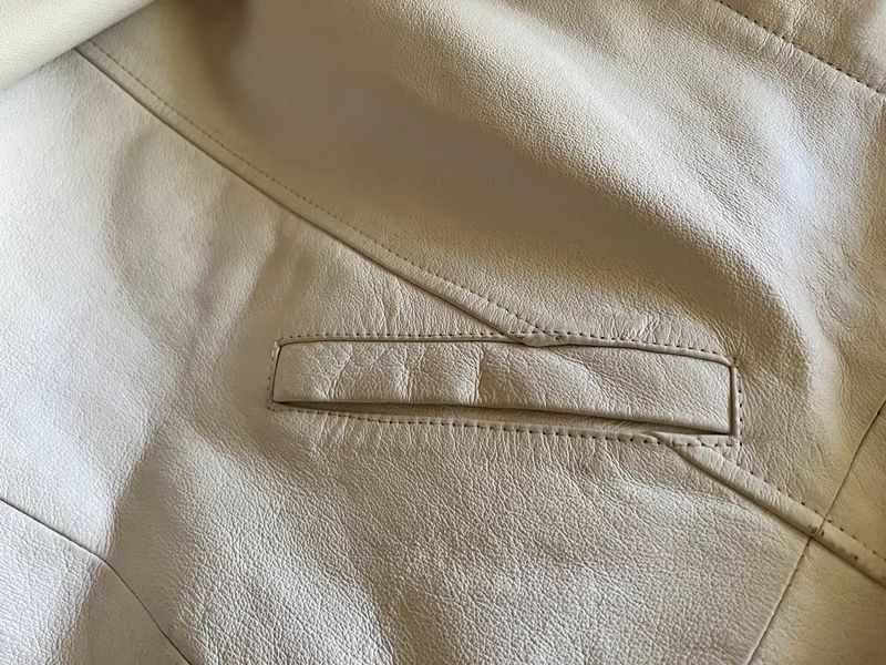 Haina lunga Palton piele naturala alba