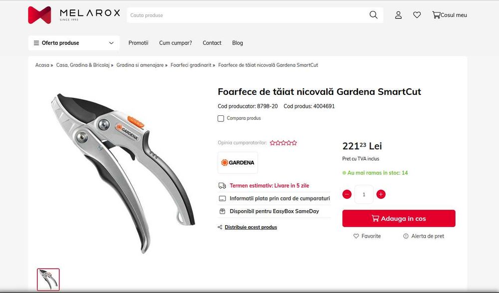 Gardena 8798 Foarfece Nicovala Gardena SmartCut