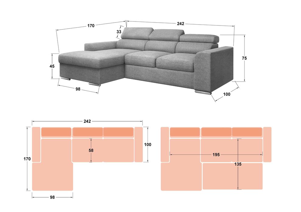 Ъглов Диван, Холов Диван, Механизъм за разтягане и механизъм с ракла