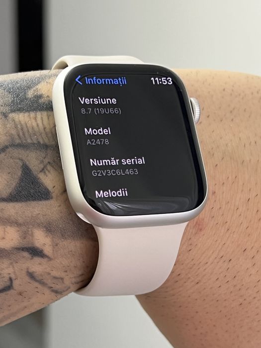 Apple Watch Seria 7 45mm GPS Cellular LTe Silver Ceramic / Impecabil