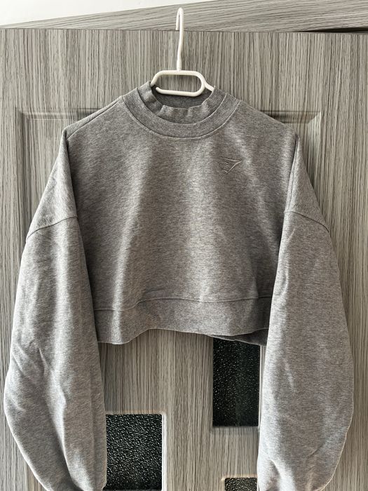 Bluza gymshark crop oversized marimea S gri