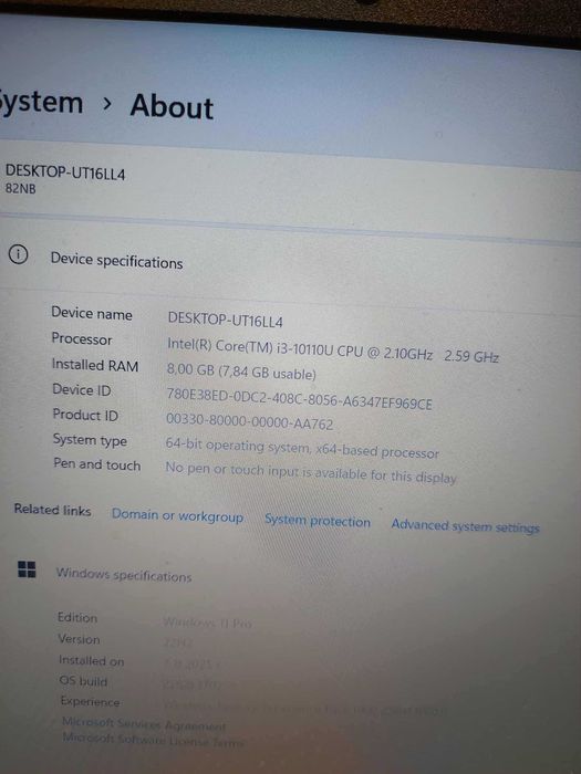 Лаптоп втора употреба Lenovo V15 intel i3-10110U, SSD 256GB, 8GB RAM