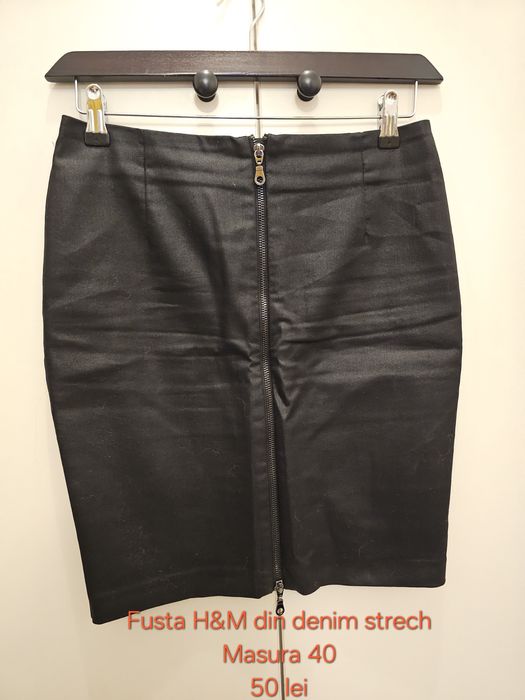 Fusta H&M din denim strech cerat masura 40