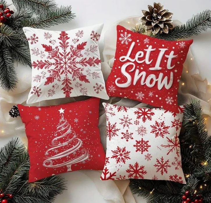 Комплекти от 4бр. коледни калъфки за декоративни възглавнички 45х45см.