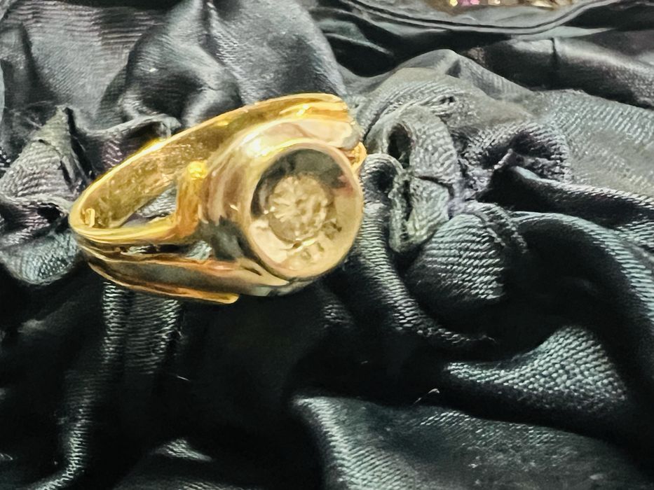 Inele logodna, aur 18 kt, diamante& saphire