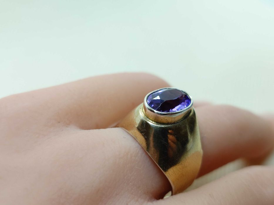 Inel rusesc – argint 875 aurit, piatră violet