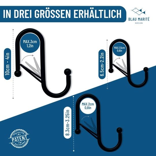 Set 10 agățători tip S metalice – negru