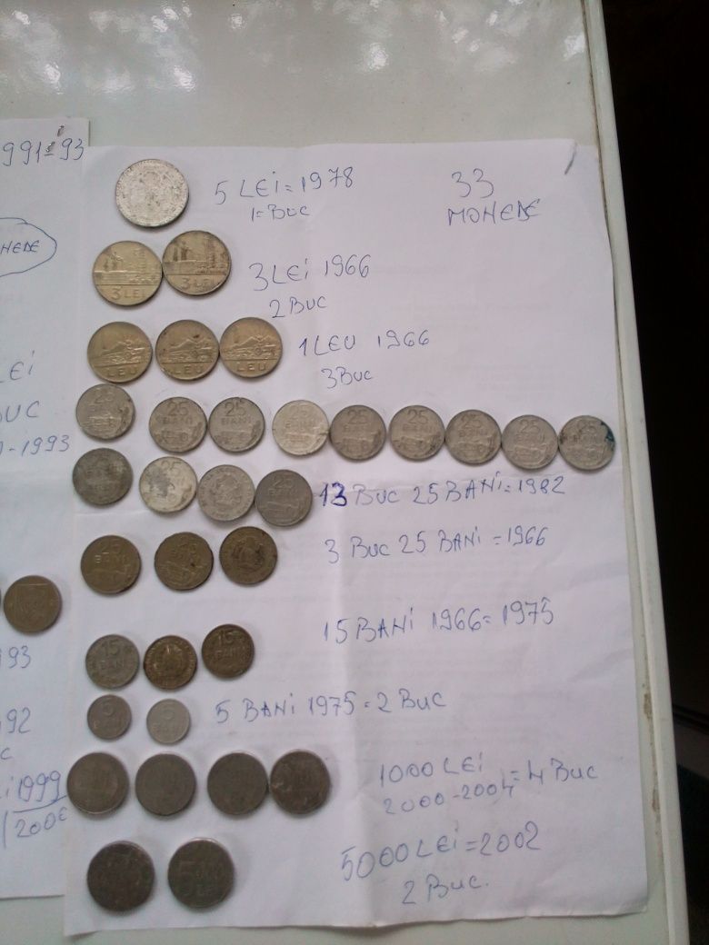 Vand monezi românești vechii 89 la Nr 3000 roni toate