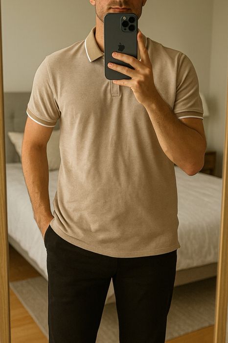 Tricou polo bej Jack & Jones