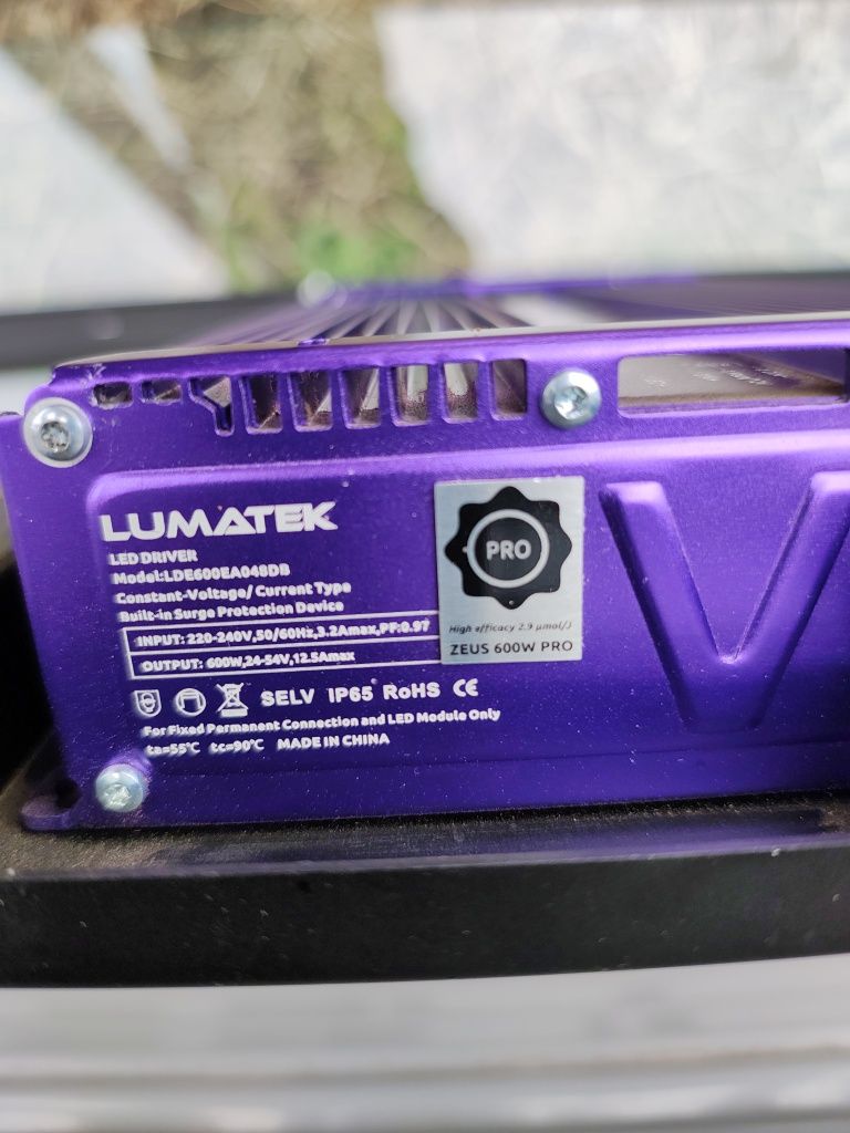 LED Лампа за растеж и цъфтеж LUMATEK Zeus 600W Pro 2.9