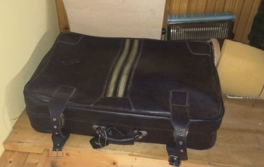 Valiză din piele naturală albastră 70/50/20 retro cm