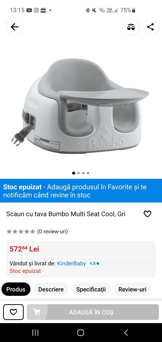 Scaun cu tavă Bumbo Multi Seat Cool, gri.